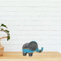 Spiral Head Single Elephant for Home Decor in blue colour