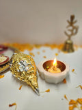 Divine Vishnu Shank golden with diya