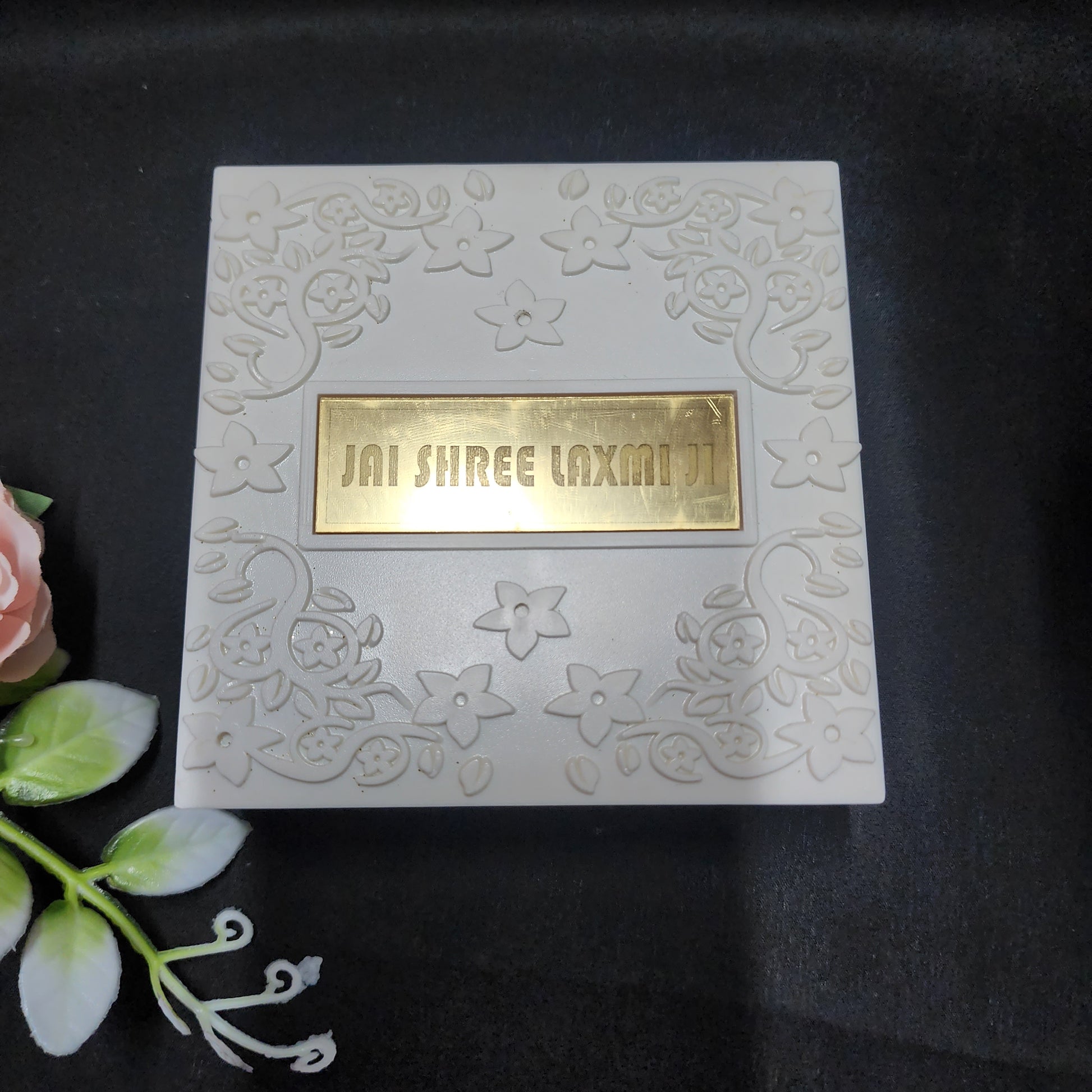 Goddess Laxmi Paduka Gold White closed box