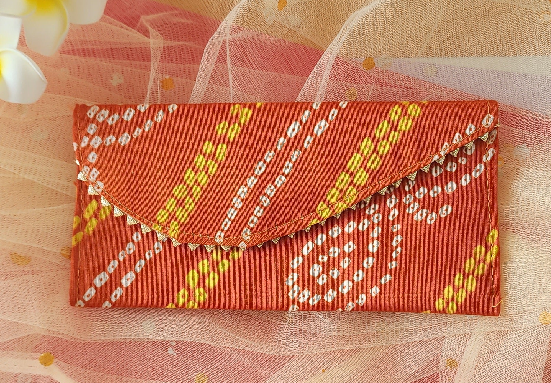 Orange Bandhni Design Shagun Envelope