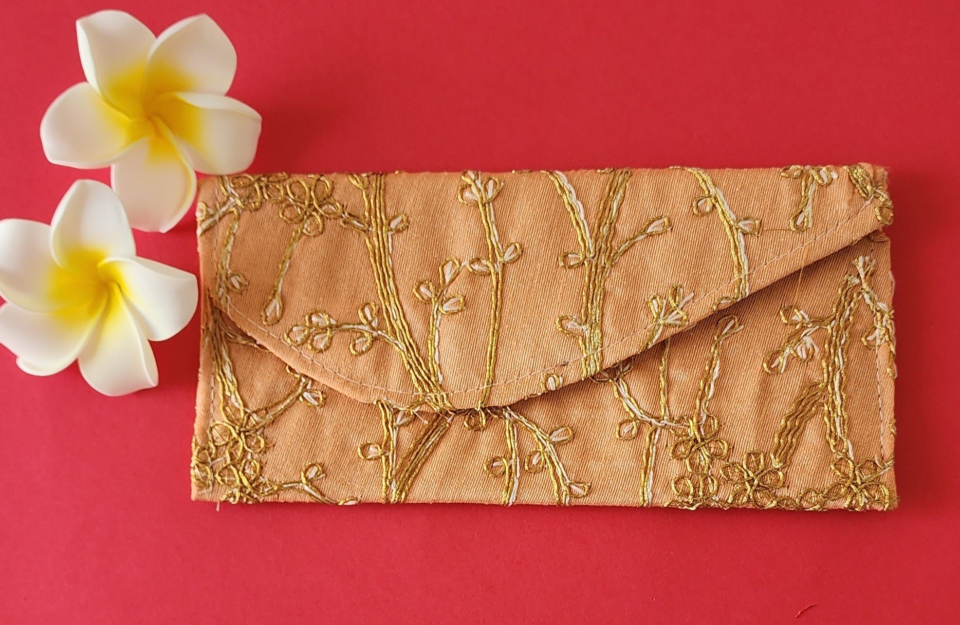light yellow color embroidered envelope