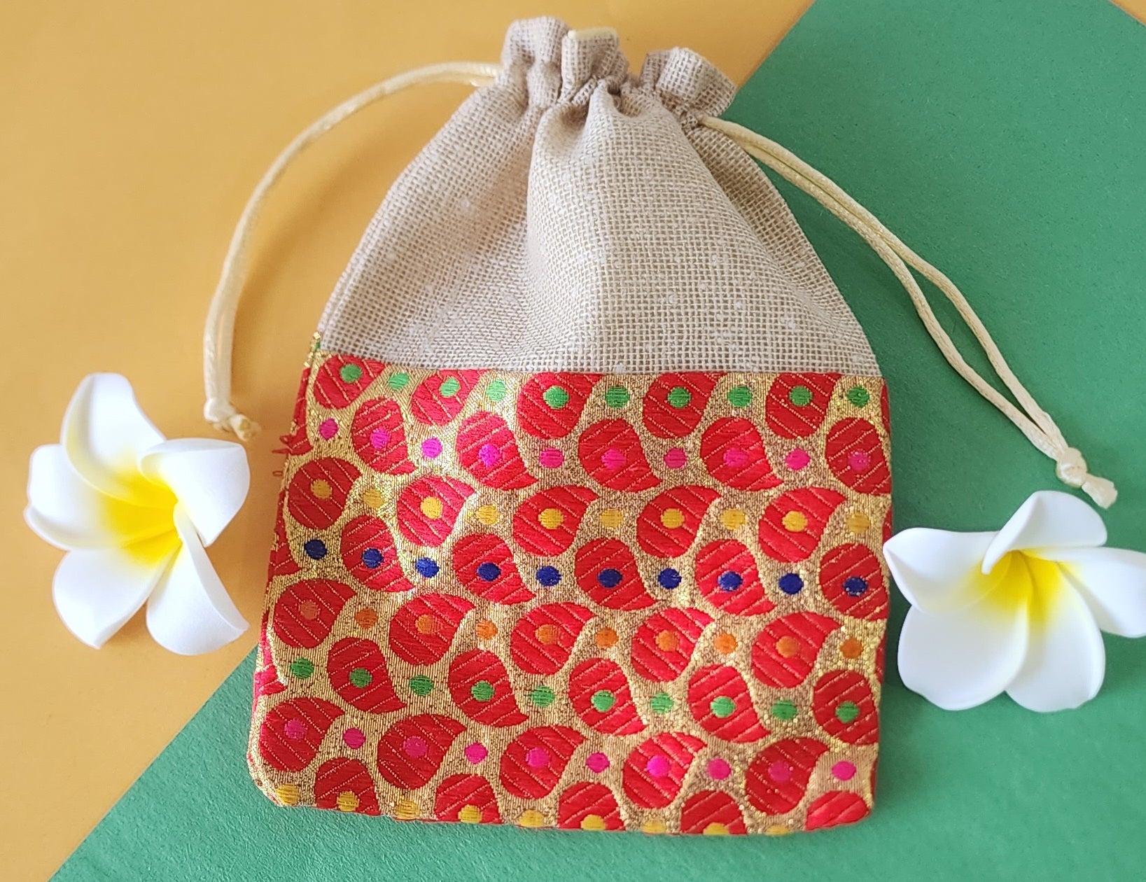 half Red Design Potli bag