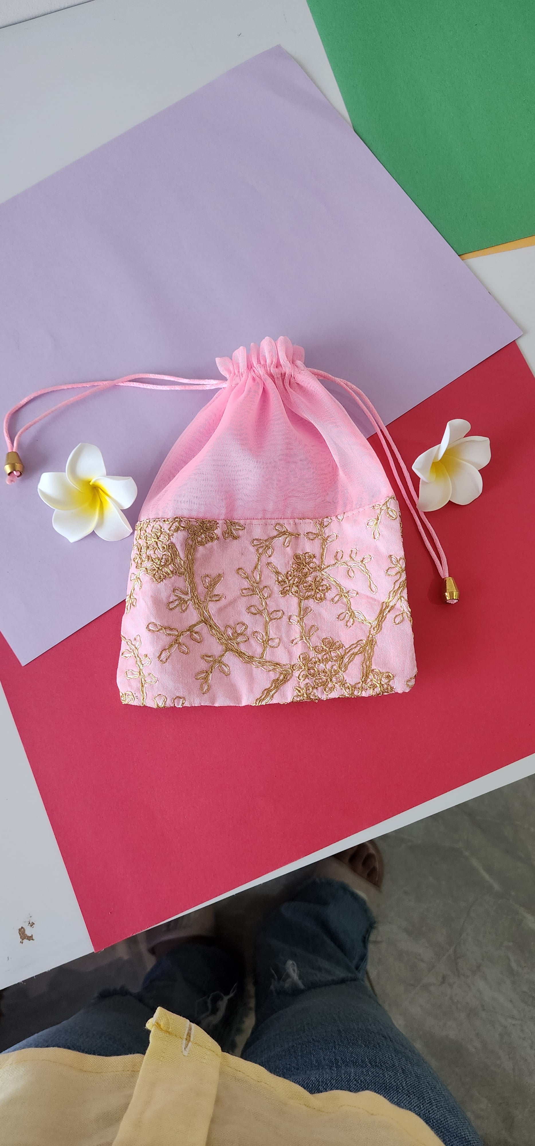 pink Designer Potli pauch