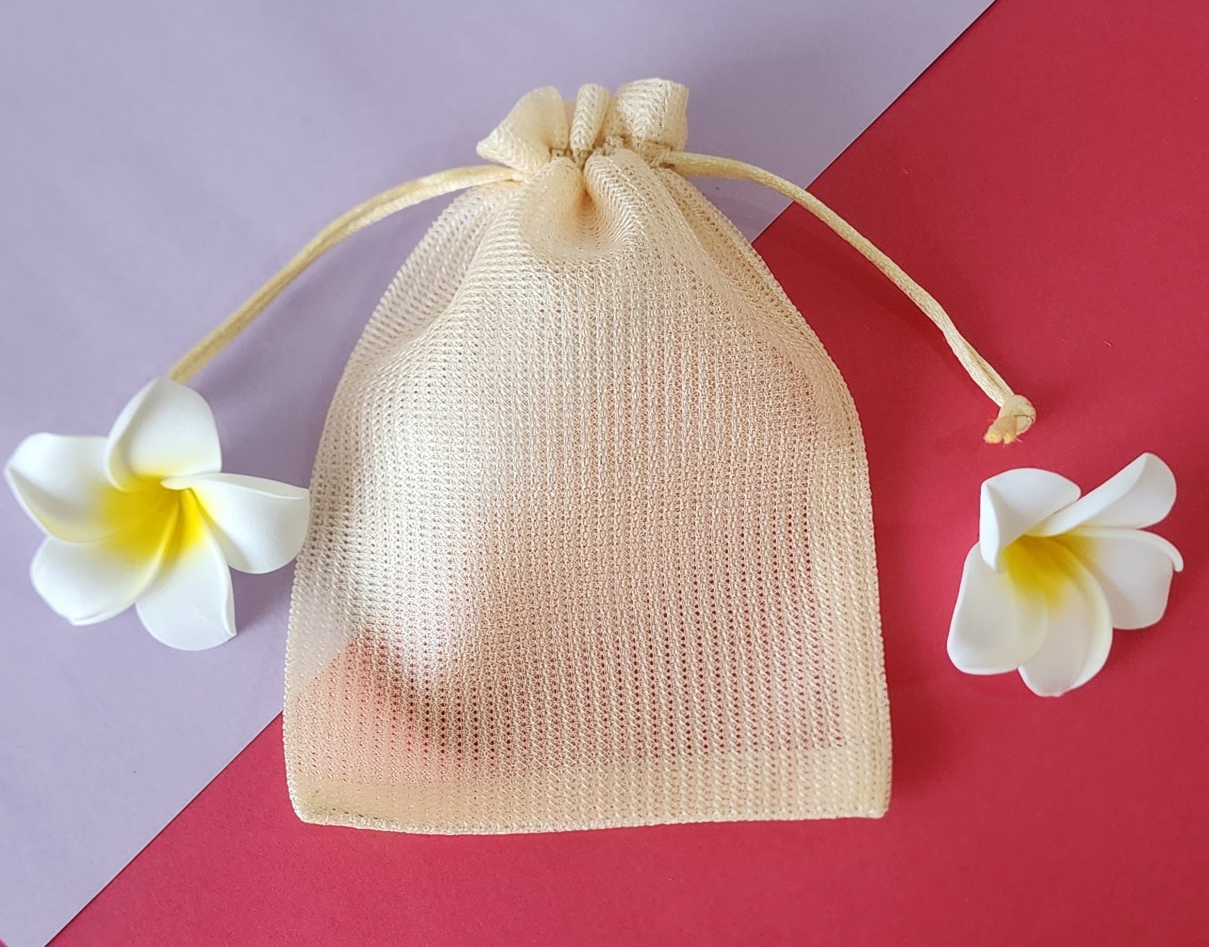 tied Net material Potli bag in plain color