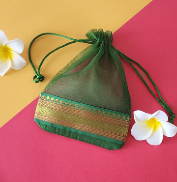 Green design Organza Potli Bags