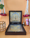 Lord Mahavir Pocket Temple with flowers and white mala with rose and brass bell