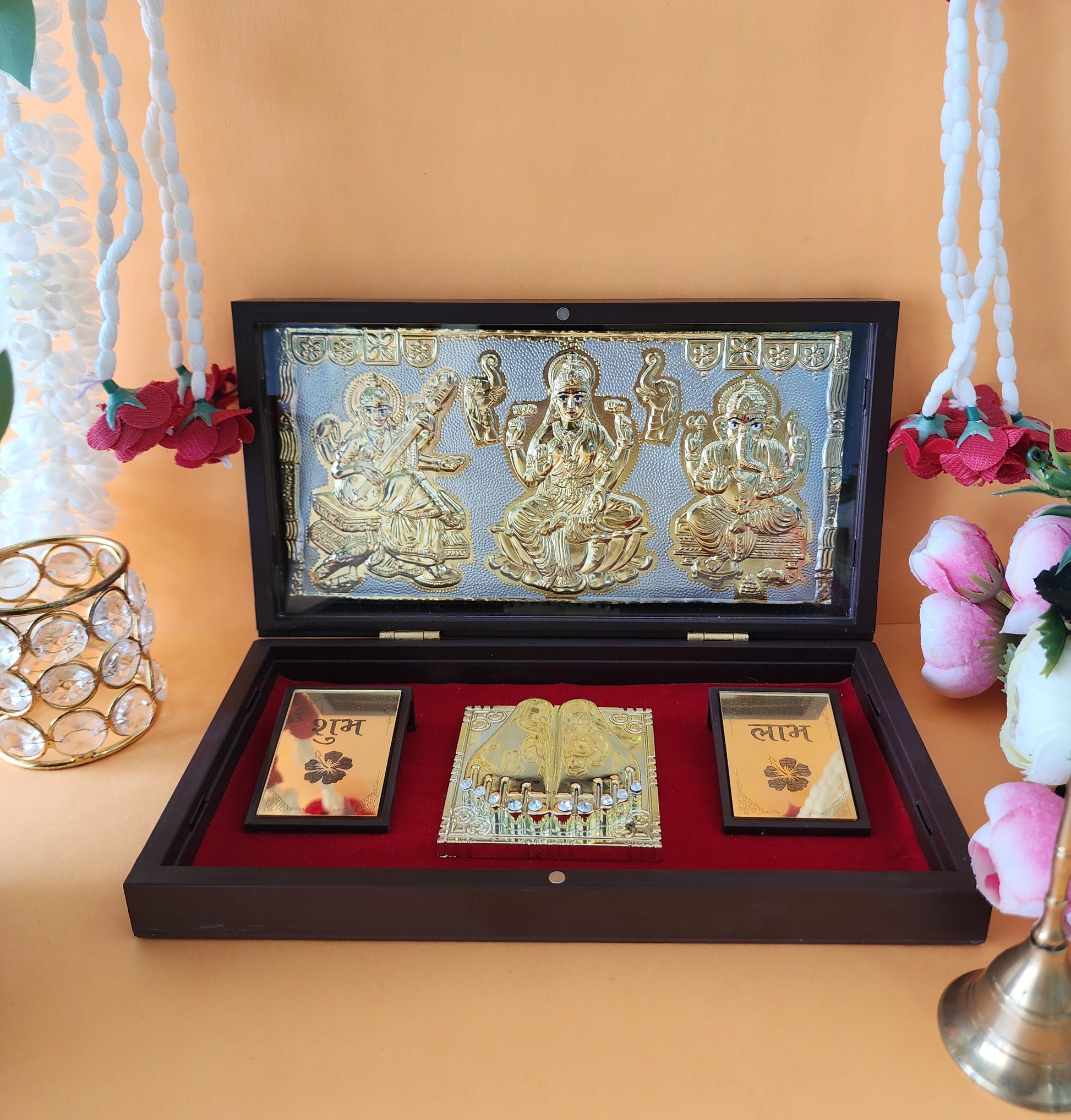 Trimurti Pocket Temple gold plated with bell