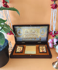 wooden Golden Temple Pocket Temple  with white mala around it