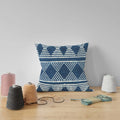 Blue Abstract Pattern Cushion Cover with threads Rolls around