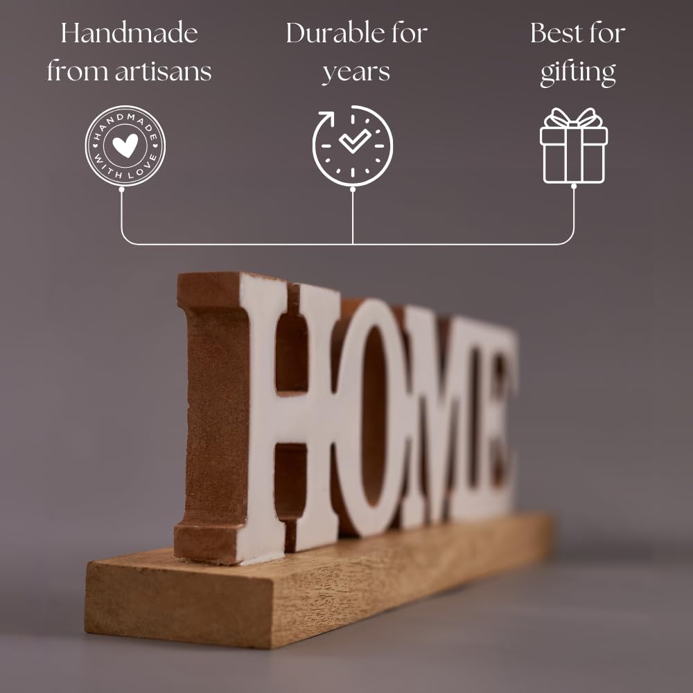 Wooden "Home" Word home decor side angle photo