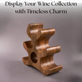 Wooden Carved Wine Bottle Holder with instruction text