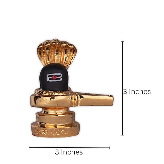 Gold plated Shivling with Base 3 inches