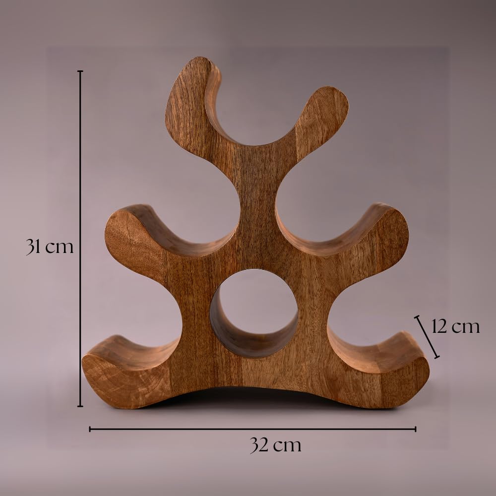 Wooden Carved Wine Bottle Holder 32 CM from base