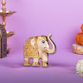 3-Inch Premium Quality Gold Plated Resin white Elephant Showpiece