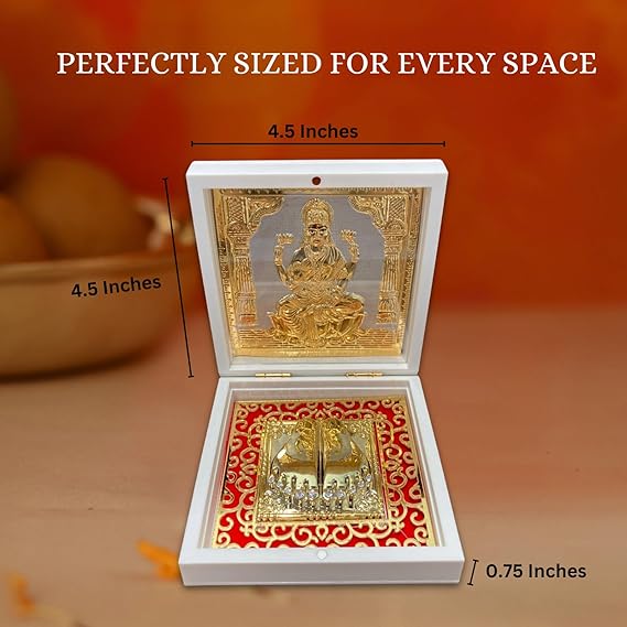 Medium White Goddess Lakshmi Charan Paduka for Pooja and Gifting