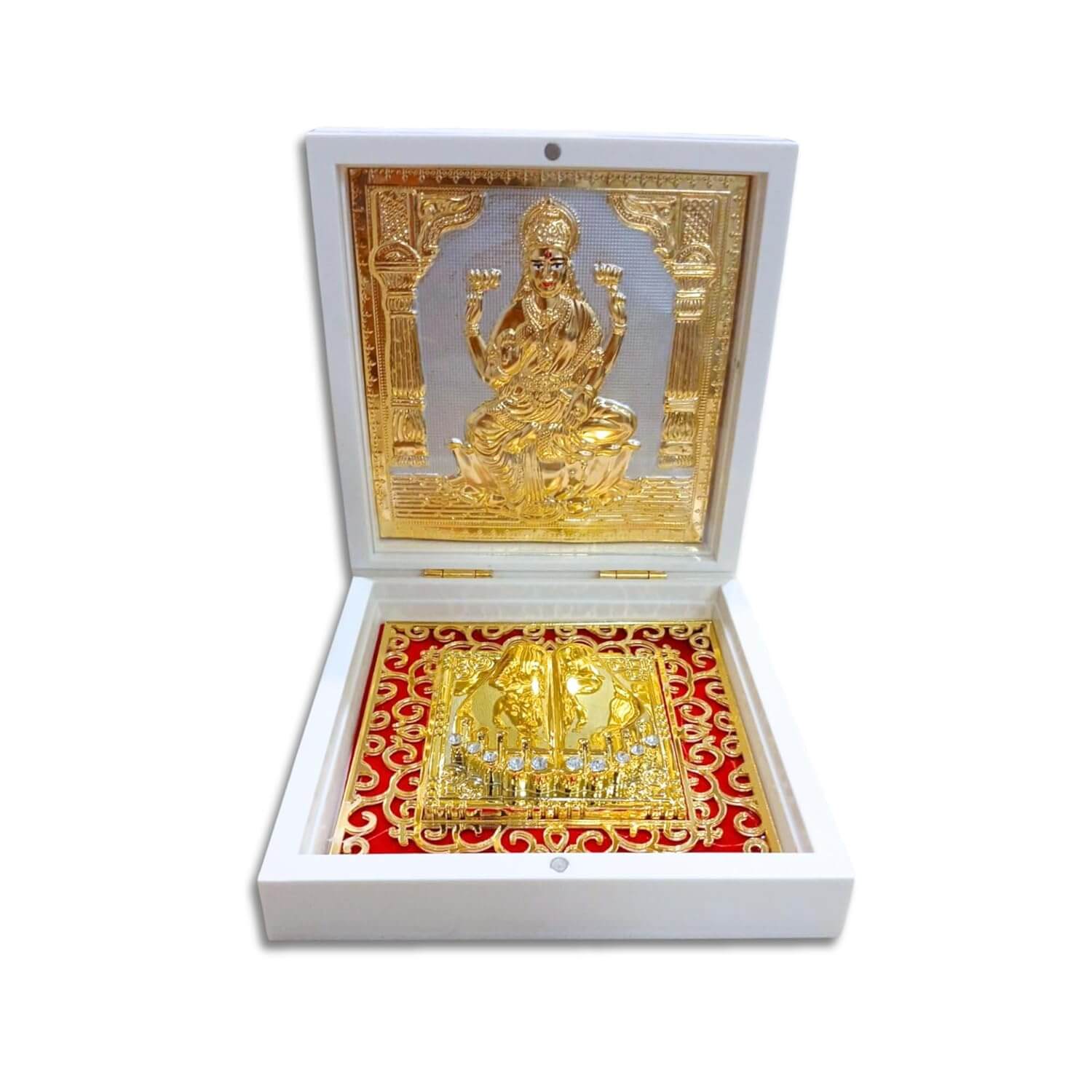 Goddess Laxmi Paduka Gold White pocket temple