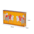 Yellow Wooden Pichwai Cow Tray with traditional design