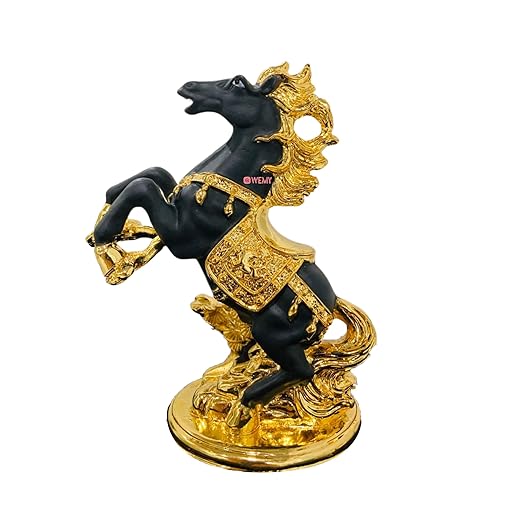 Gold Plated Jumping Knight Horse Statue
