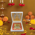 Medium White Goddess Lakshmi Charan Paduka for Pooja and Gifting