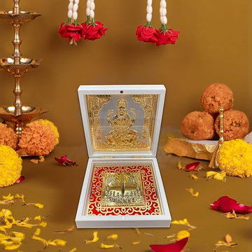 Medium White Goddess Lakshmi Charan Paduka for Pooja and Gifting