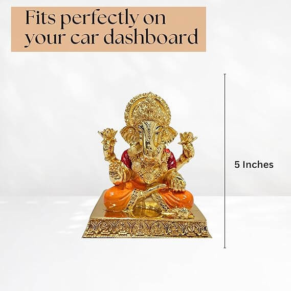 Golden plated Dagdushet Ganesha idol in 5 inches