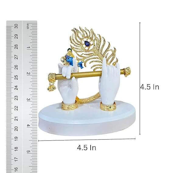 krishna hand with bansuri with Golden morpankh 4.5 IN hight and width