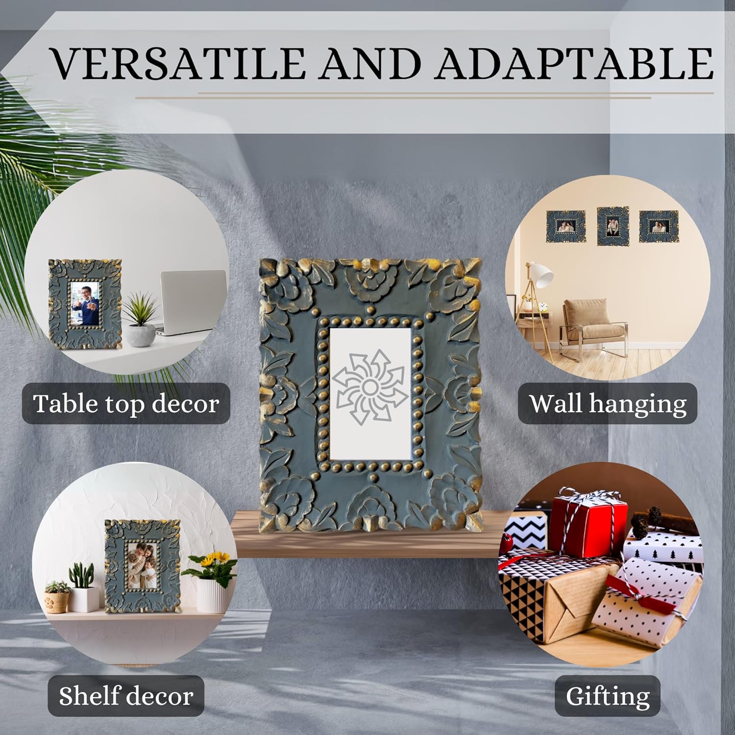 Grey shade Gold touch Photo Frames