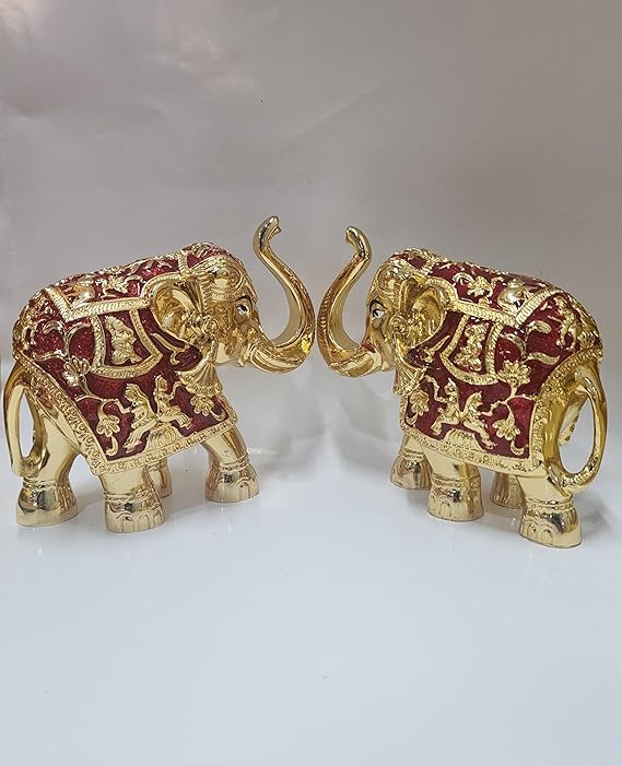 24k Gold Plated Elephant Statue combo 5 Inches