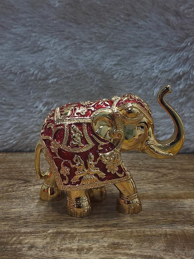 24k Gold Plated Elephant Statue 5 Inches