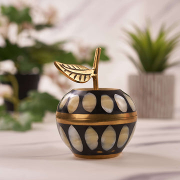 Apple-Shaped Black Trinket Box for Jewelry and Keepsakes