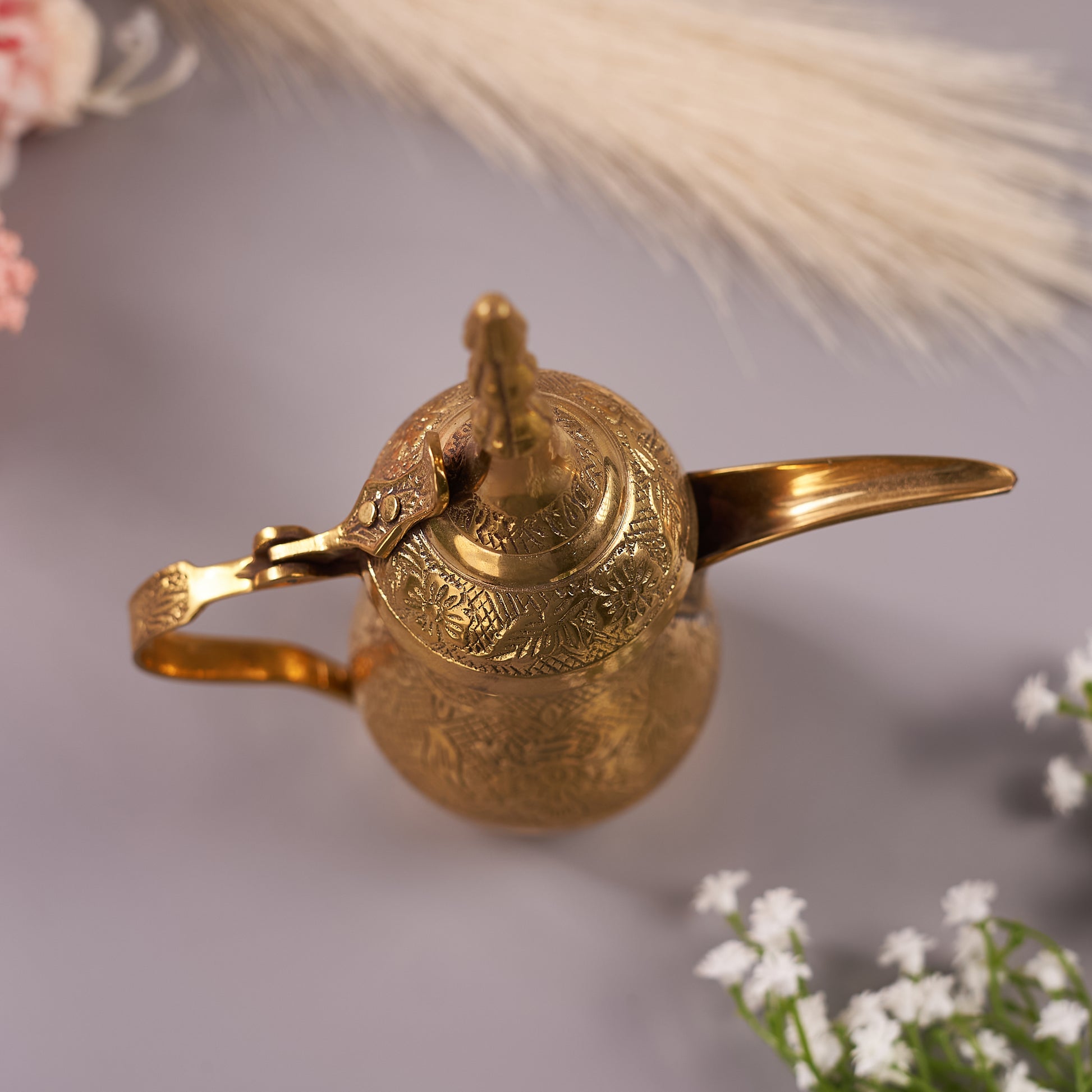 Brass Arabic Tea Pot Dallah upper ide photo