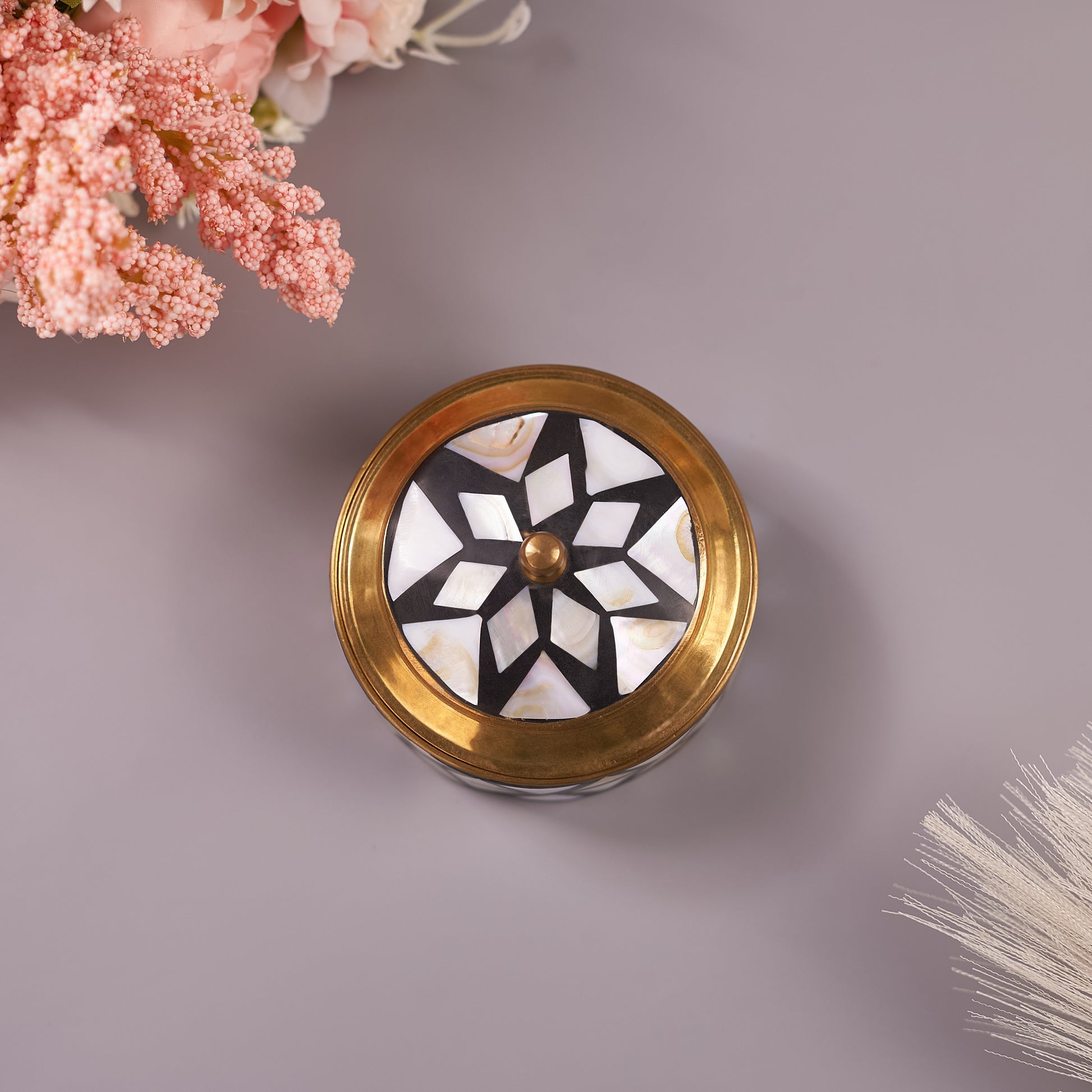 closed upper angel Small Brass Trinket Box for Jewelry