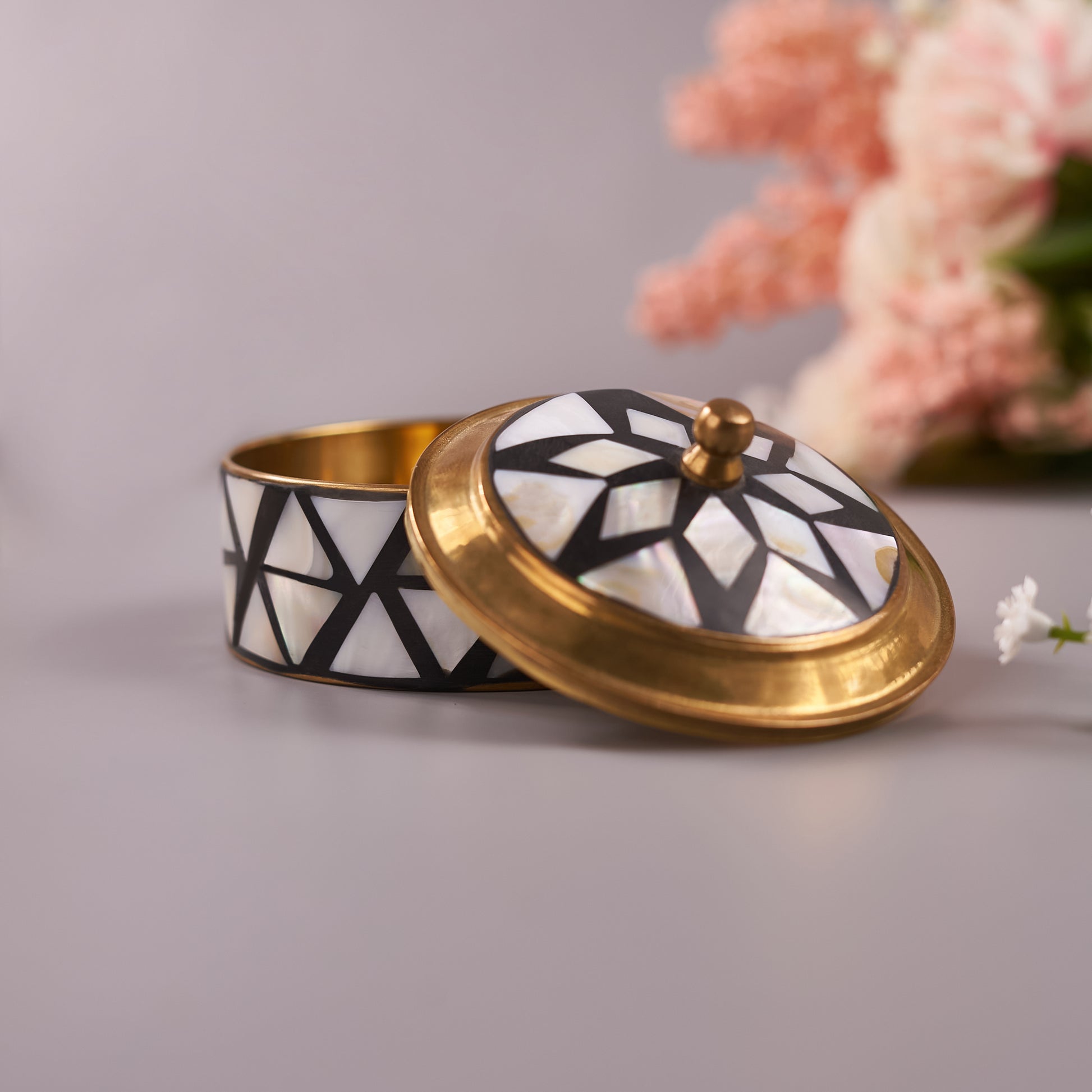 open Small Brass Trinket Box for Jewelry