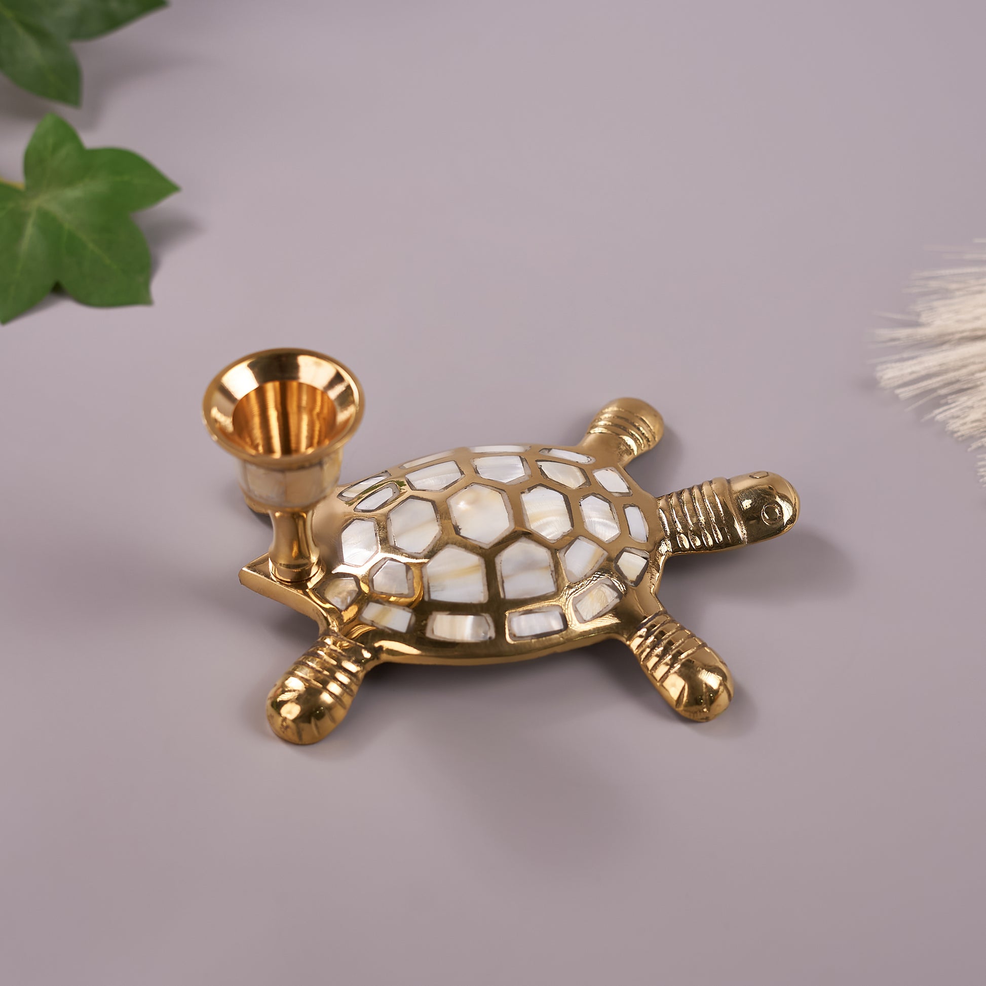 Turtle Shape Candle Holder in Brass