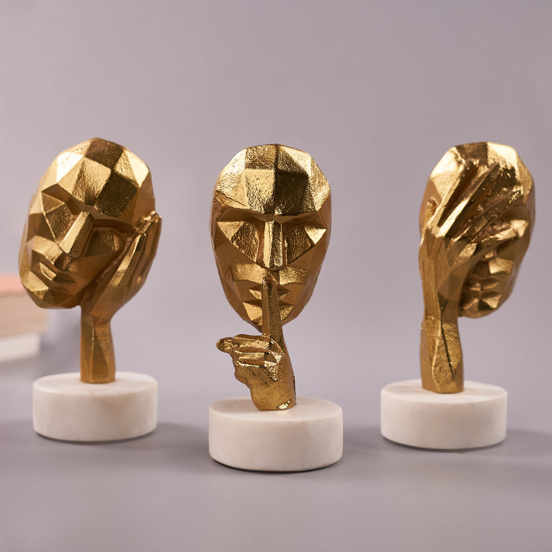 Antique Face Figurine Set of 3 for Home Décor