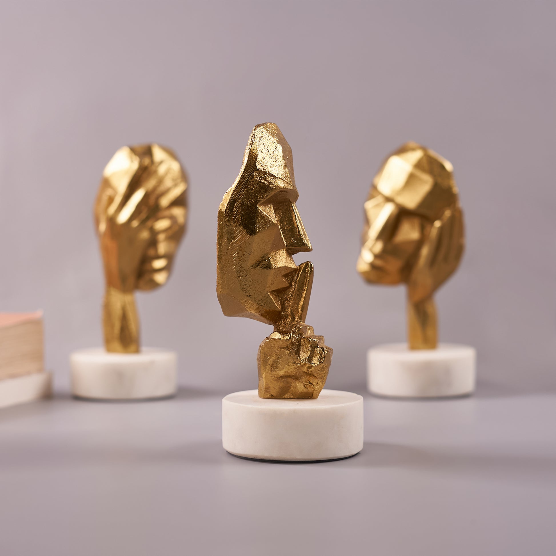 Antique Face Figurine Set of 3 with base