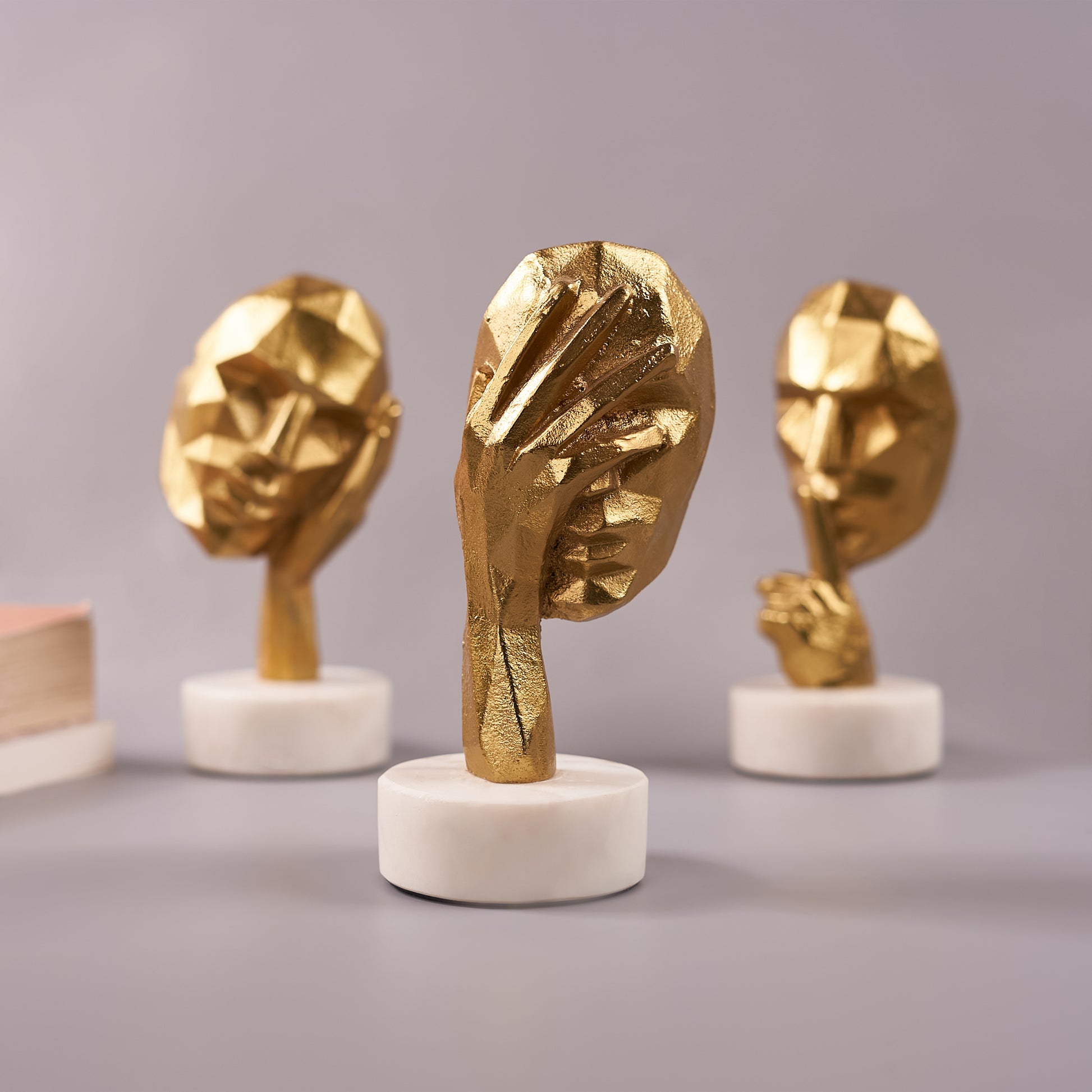 set of 3 single Antique Face Figurine