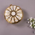 Brass Mother of Pearl Round Shell Shape Box with flowers
