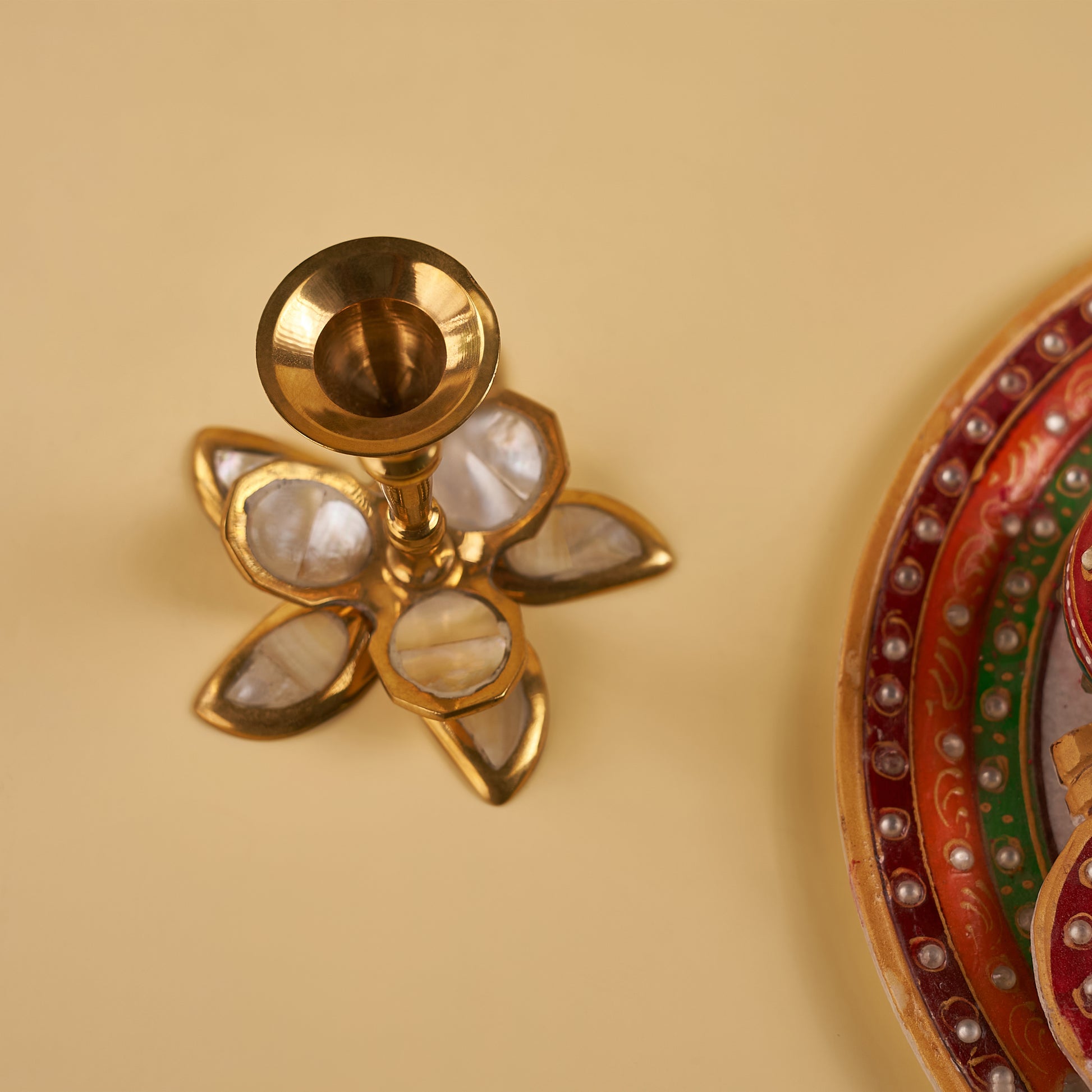 brass candle holders upper side photo
