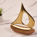 Golden Brass Boat Shaped with wooden base