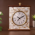 table clock with a wooden frame