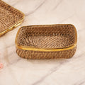 Square Rattan Tray with golden borders