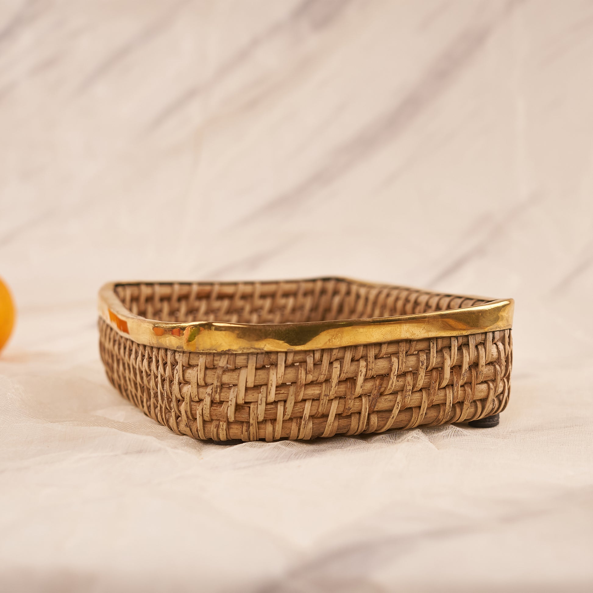 wooden Square Rattan Tray