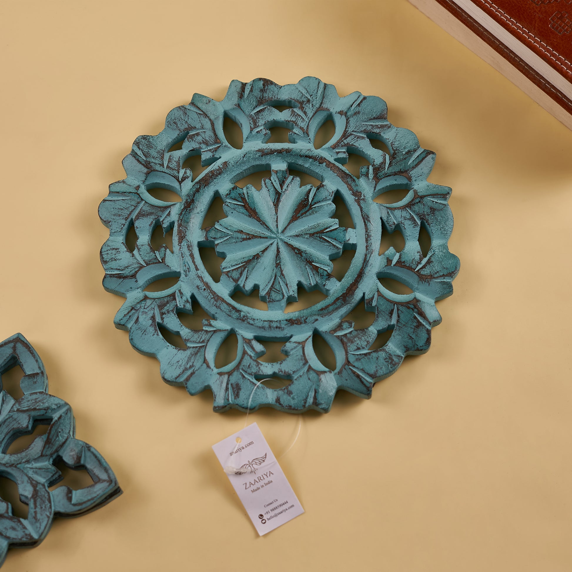 Wooden Handmade Turquoise Trivet