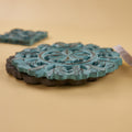 Wooden Handmade Turquoise Trivet side angle photo
