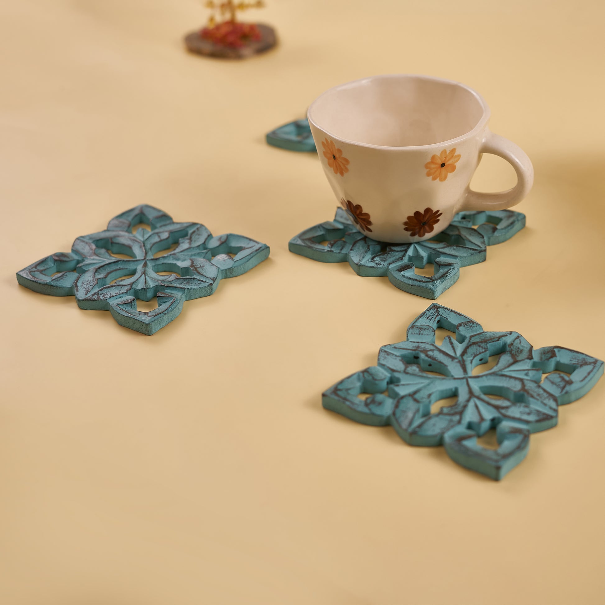 Wooden Coaster Set with cup
