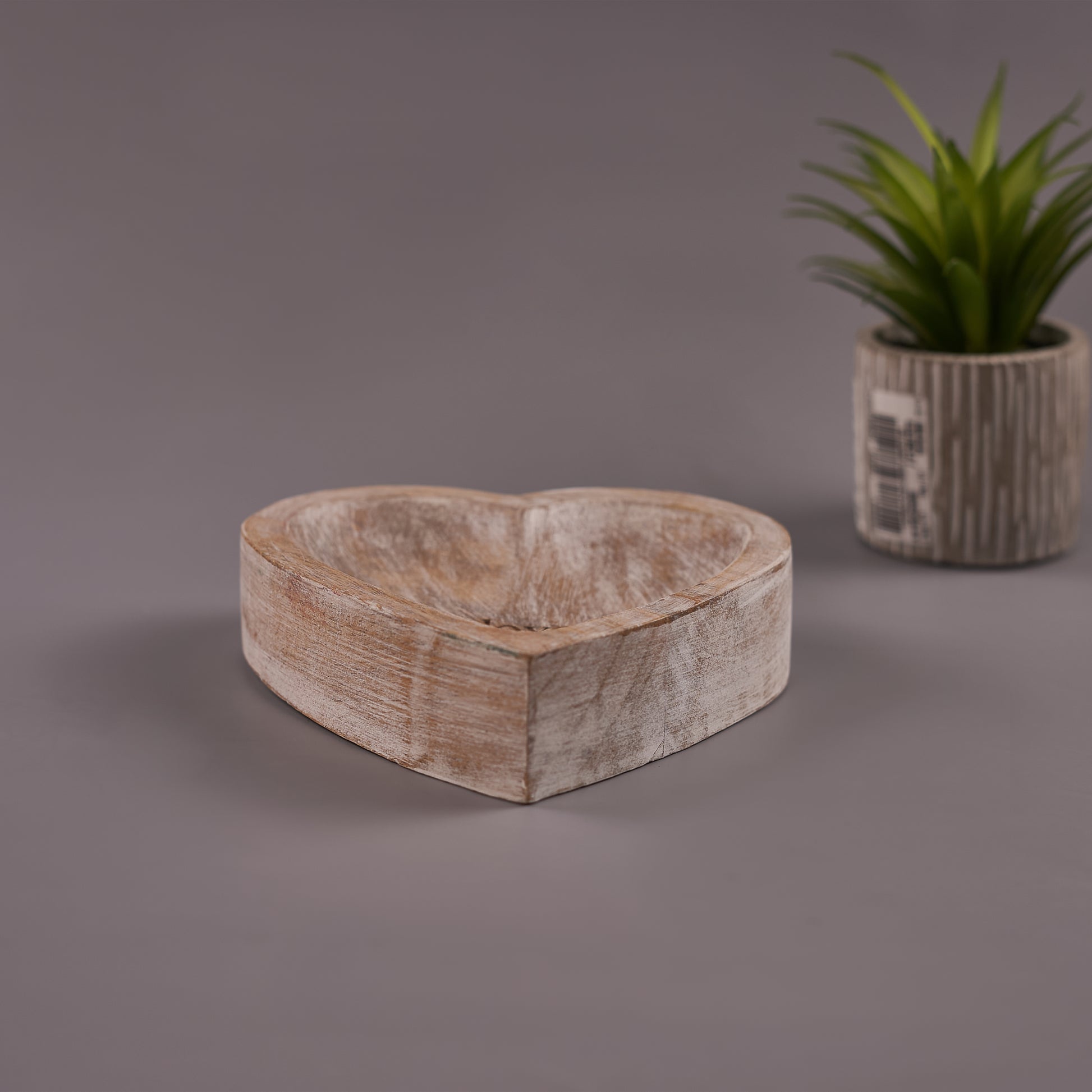 Rustic Heart Decor wooden with tree plant behind it