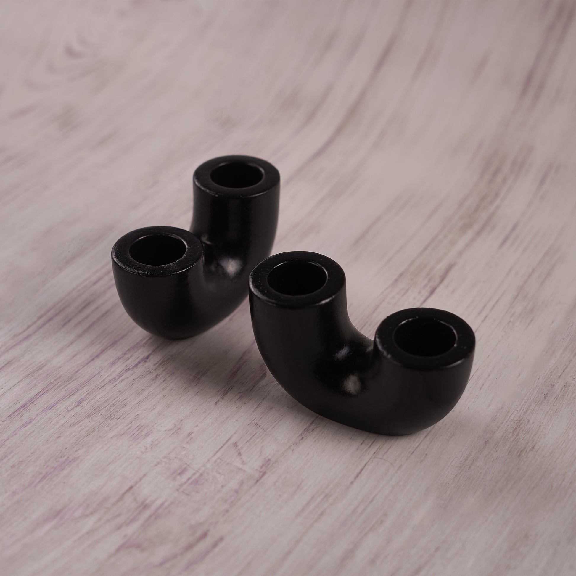 Ceramic Candle Holder in Black Color