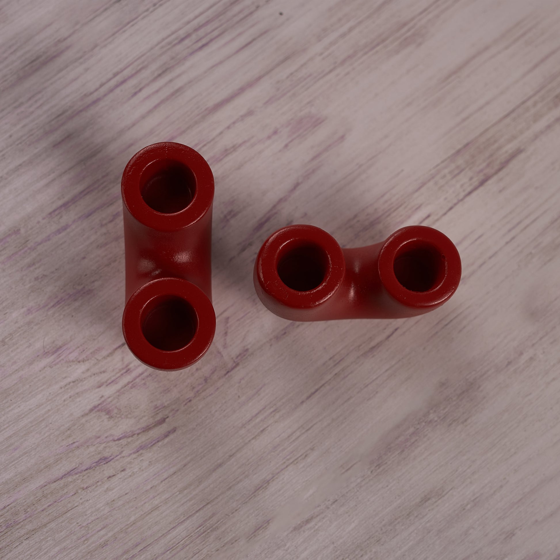 Ceramic Curve Candle Holder in red color