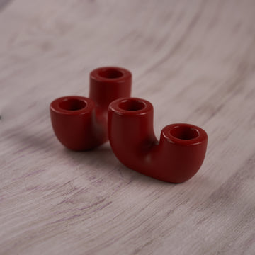 Ceramic Curve Candle Holder Set of 2 – Elegant Red Accent for Your Home Décor